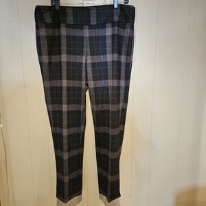 Zac & Rachel Black, Beige Plaid Ankle-Length Pull-On, Plus-Size XL, Stretchy